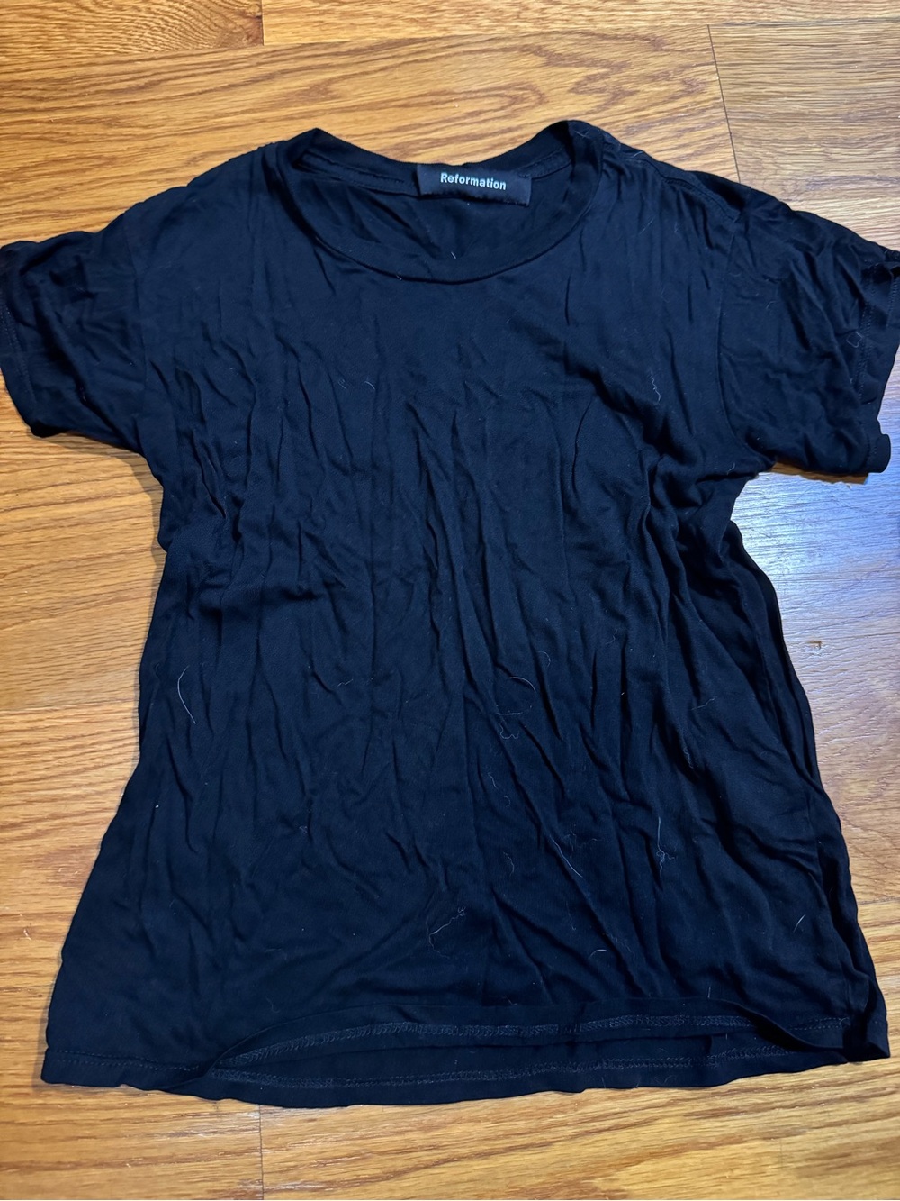 Reformation Black Short Sleeve Crew Tee